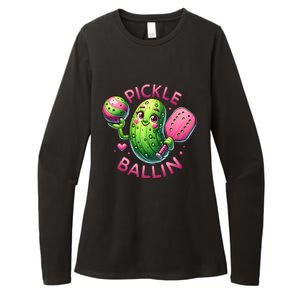 Pickle Ballin Cute Pickleball Pickleball Lovers Womens CVC Long Sleeve Shirt