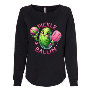 Pickle Ballin Cute Pickleball Pickleball Lovers Womens California Wash Sweatshirt