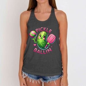 Pickle Ballin Cute Pickleball Pickleball Lovers Women's Knotted Racerback Tank