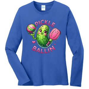 Pickle Ballin Cute Pickleball Pickleball Lovers Ladies Long Sleeve Shirt