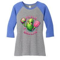 Pickle Ballin Cute Pickleball Pickleball Lovers Women's Tri-Blend 3/4-Sleeve Raglan Shirt