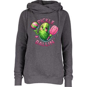 Pickle Ballin Cute Pickleball Pickleball Lovers Womens Funnel Neck Pullover Hood