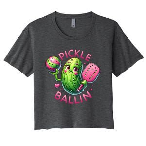 Pickle Ballin Cute Pickleball Pickleball Lovers Women's Crop Top Tee