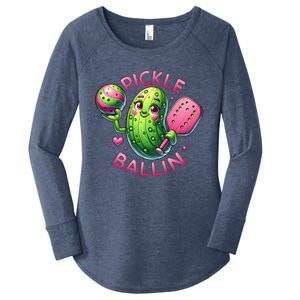 Pickle Ballin Cute Pickleball Pickleball Lovers Women's Perfect Tri Tunic Long Sleeve Shirt