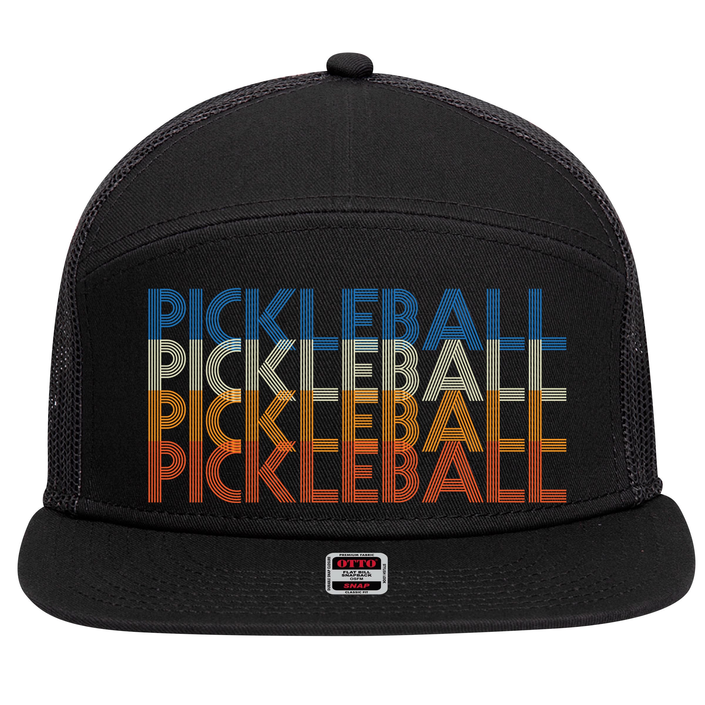 Pickle Ball Classic Retro Pickleball 7 Panel Mesh Trucker Snapback Hat