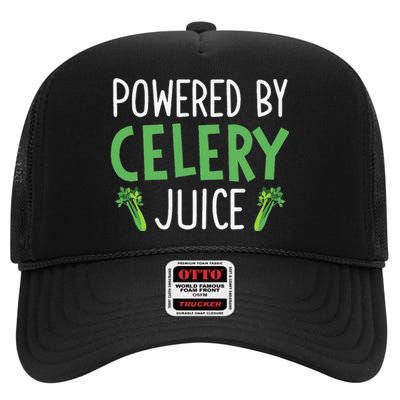 Powered By Celery Juice High Crown Mesh Back Trucker Hat