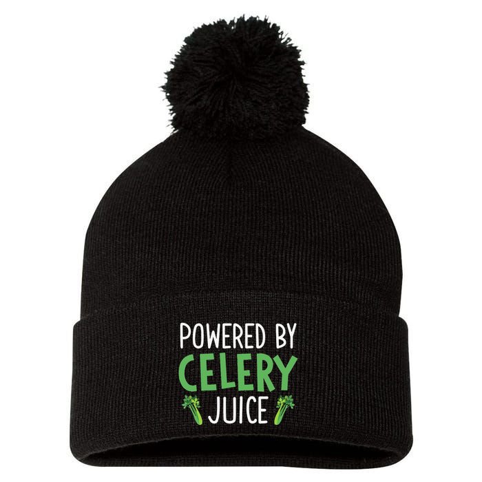 Powered By Celery Juice Pom Pom 12in Knit Beanie