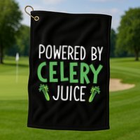 Powered By Celery Juice Golf Towel