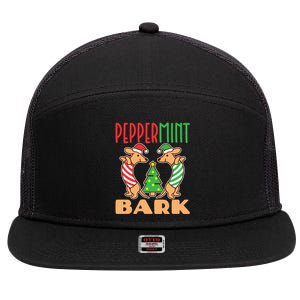 Peppermint Bark Christmas Doxie Dachshund Dog Pun Xmas Gift 7 Panel Mesh Trucker Snapback Hat