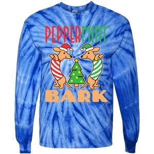 Peppermint Bark Christmas Doxie Dachshund Dog Pun Xmas Gift Tie-Dye Long Sleeve Shirt