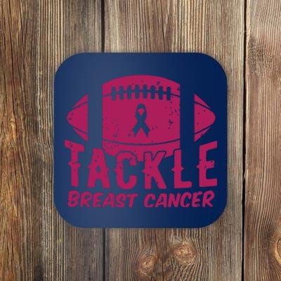 Pink Breast Cancer Football Tackle Breast Cancer Coaster