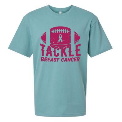 Pink Breast Cancer Football Tackle Breast Cancer Sueded Cloud Jersey T-Shirt