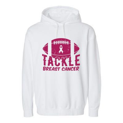 Pink Breast Cancer Football Tackle Breast Cancer Garment-Dyed Fleece Hoodie