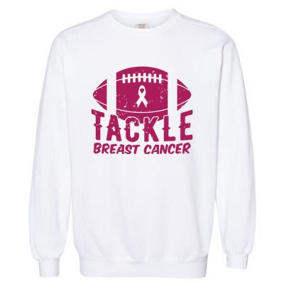 Pink Breast Cancer Football Tackle Breast Cancer Garment-Dyed Sweatshirt