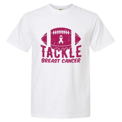 Pink Breast Cancer Football Tackle Breast Cancer Garment-Dyed Heavyweight T-Shirt