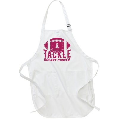 Pink Breast Cancer Football Tackle Breast Cancer Full-Length Apron With Pockets