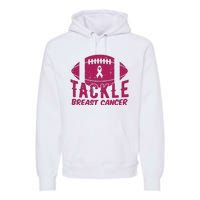 Pink Breast Cancer Football Tackle Breast Cancer Premium Hoodie