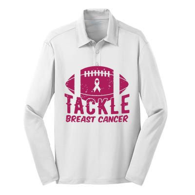 Pink Breast Cancer Football Tackle Breast Cancer Silk Touch Performance Long Sleeve Polo