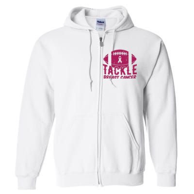 Pink Breast Cancer Football Tackle Breast Cancer Full Zip Hoodie