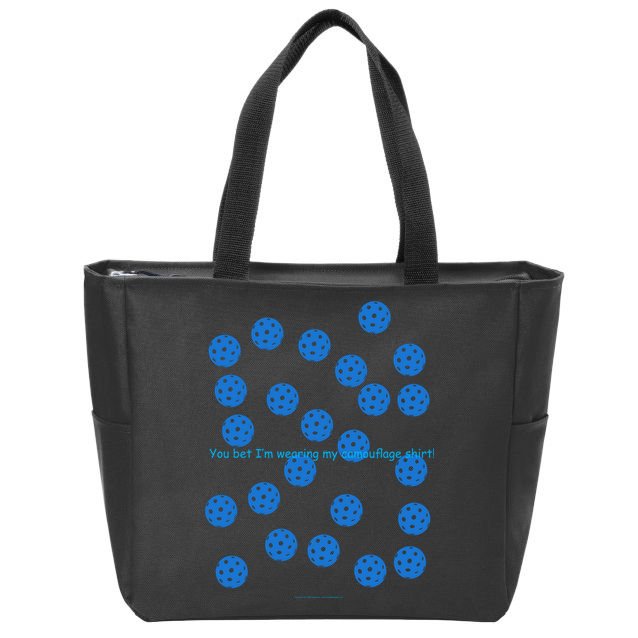 Pickleball Blue Camouflage Shirt Zip Tote Bag