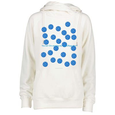 Pickleball Blue Camouflage Shirt Womens Funnel Neck Pullover Hood