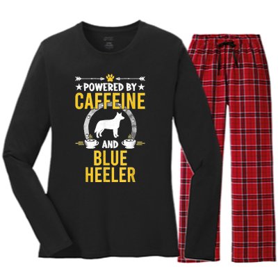 Powered By Caffeine And Blue Heeler Dog Lovers Women's Long Sleeve Flannel Pajama Set 