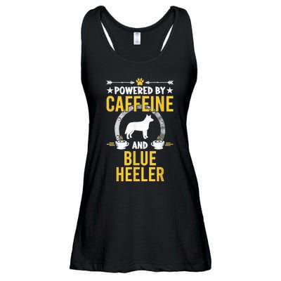 Powered By Caffeine And Blue Heeler Dog Lovers Ladies Essential Flowy Tank