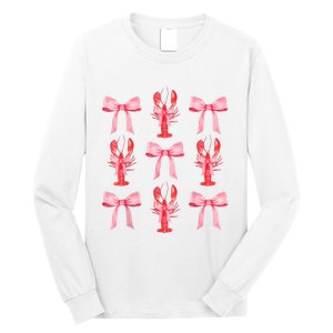 Pink Bow Cute Coquette Crawfish Clean Aesthetic Long Sleeve Shirt