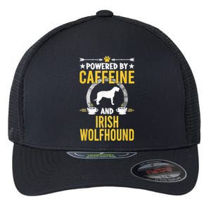 Powered By Caffeine And Irish Wolfhound Dog Lovers Flexfit Unipanel Trucker Cap