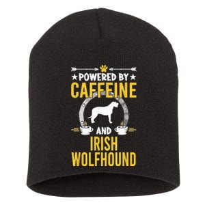 Powered By Caffeine And Irish Wolfhound Dog Lovers Short Acrylic Beanie