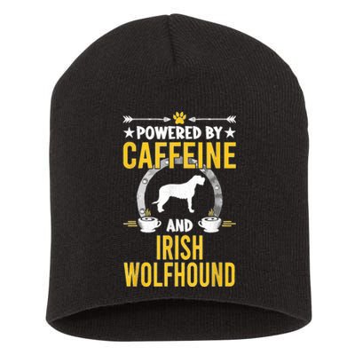 Powered By Caffeine And Irish Wolfhound Dog Lovers Short Acrylic Beanie