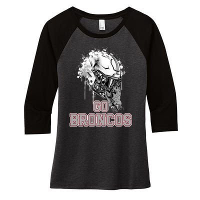 Palm Beach Central Broncos Rising Helmet Go Women's Tri-Blend 3/4-Sleeve Raglan Shirt