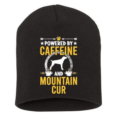 Powered By Caffeine And Mountain Cur Dog Lovers Long Sleeve Short Acrylic Beanie