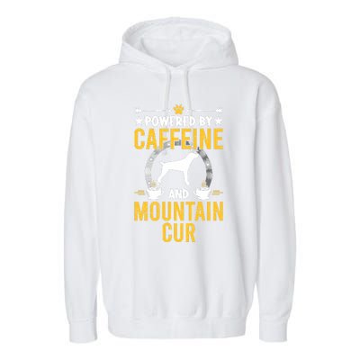 Powered By Caffeine And Mountain Cur Dog Lovers Long Sleeve Garment-Dyed Fleece Hoodie