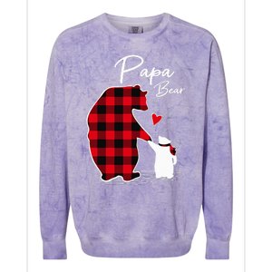 Papa Bear Christmas Pajama Red Buffalo Plaid Colorblast Crewneck Sweatshirt