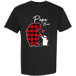 Papa Bear Christmas Pajama Red Buffalo Plaid Garment-Dyed Heavyweight T-Shirt