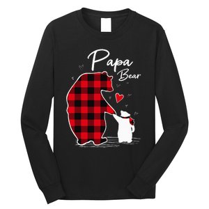 Papa Bear Christmas Pajama Red Buffalo Plaid Long Sleeve Shirt