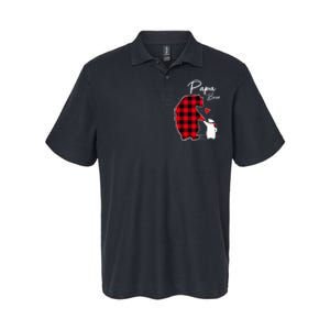 Papa Bear Christmas Pajama Red Buffalo Plaid Softstyle Adult Sport Polo