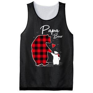 Papa Bear Christmas Pajama Red Buffalo Plaid Mesh Reversible Basketball Jersey Tank