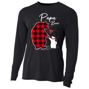 Papa Bear Christmas Pajama Red Buffalo Plaid Cooling Performance Long Sleeve Crew