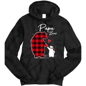 Papa Bear Christmas Pajama Red Buffalo Plaid Tie Dye Hoodie