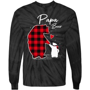 Papa Bear Christmas Pajama Red Buffalo Plaid Tie-Dye Long Sleeve Shirt