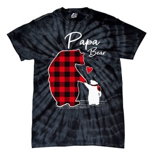 Papa Bear Christmas Pajama Red Buffalo Plaid Tie-Dye T-Shirt