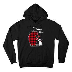 Papa Bear Christmas Pajama Red Buffalo Plaid Tall Hoodie