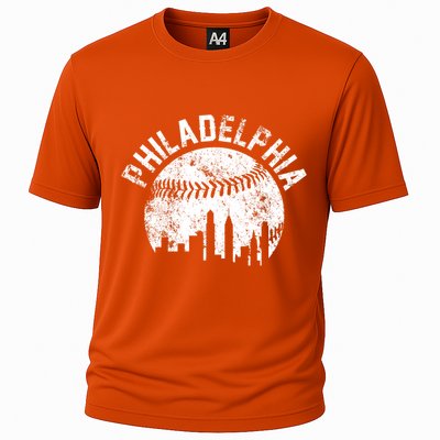 Philadelphia Baseball City Skyline Vintage Cooling Performance Crew T-Shirt