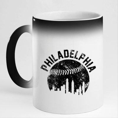 Philadelphia Baseball City Skyline Vintage 11oz Black Color Changing Mug