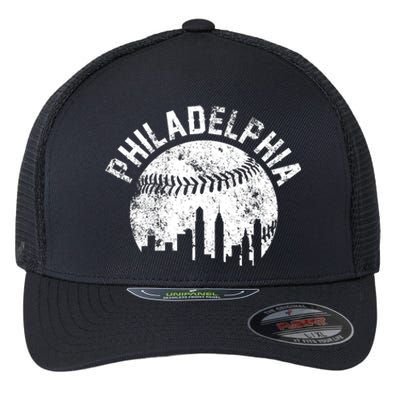 Philadelphia Baseball City Skyline Vintage Flexfit Unipanel Trucker Cap