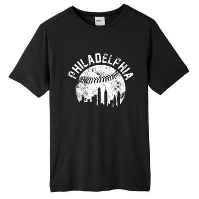 Philadelphia Baseball City Skyline Vintage Tall Fusion ChromaSoft Performance T-Shirt