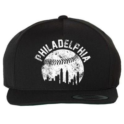 Philadelphia Baseball City Skyline Vintage Wool Snapback Cap