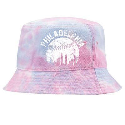 Philadelphia Baseball City Skyline Vintage Tie-Dyed Bucket Hat